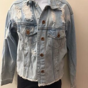 Wild Fable Distressed Light Blue Denim Jacket